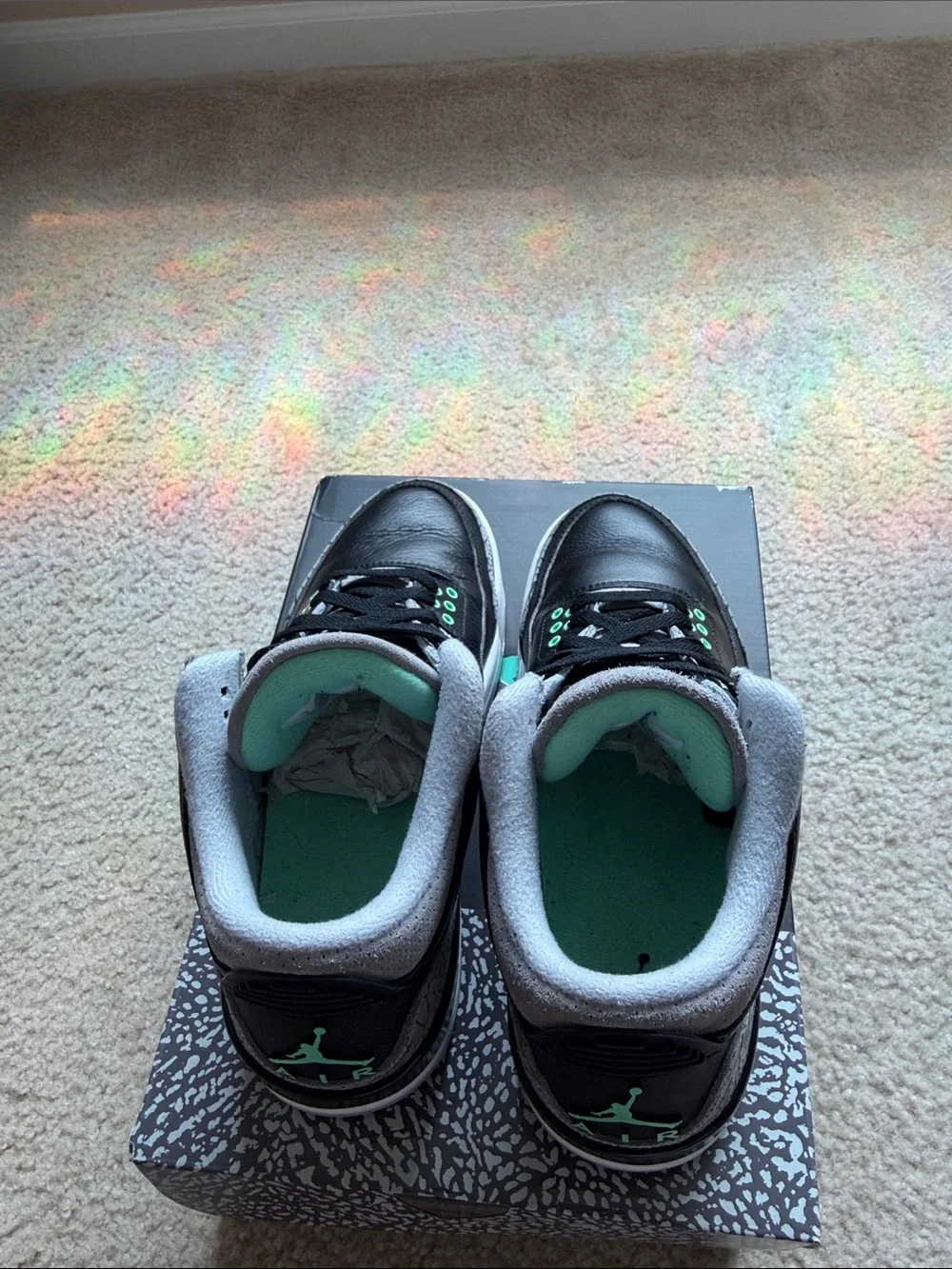 Jordan Retro 3 Black Grey Mint Athletic Shoes